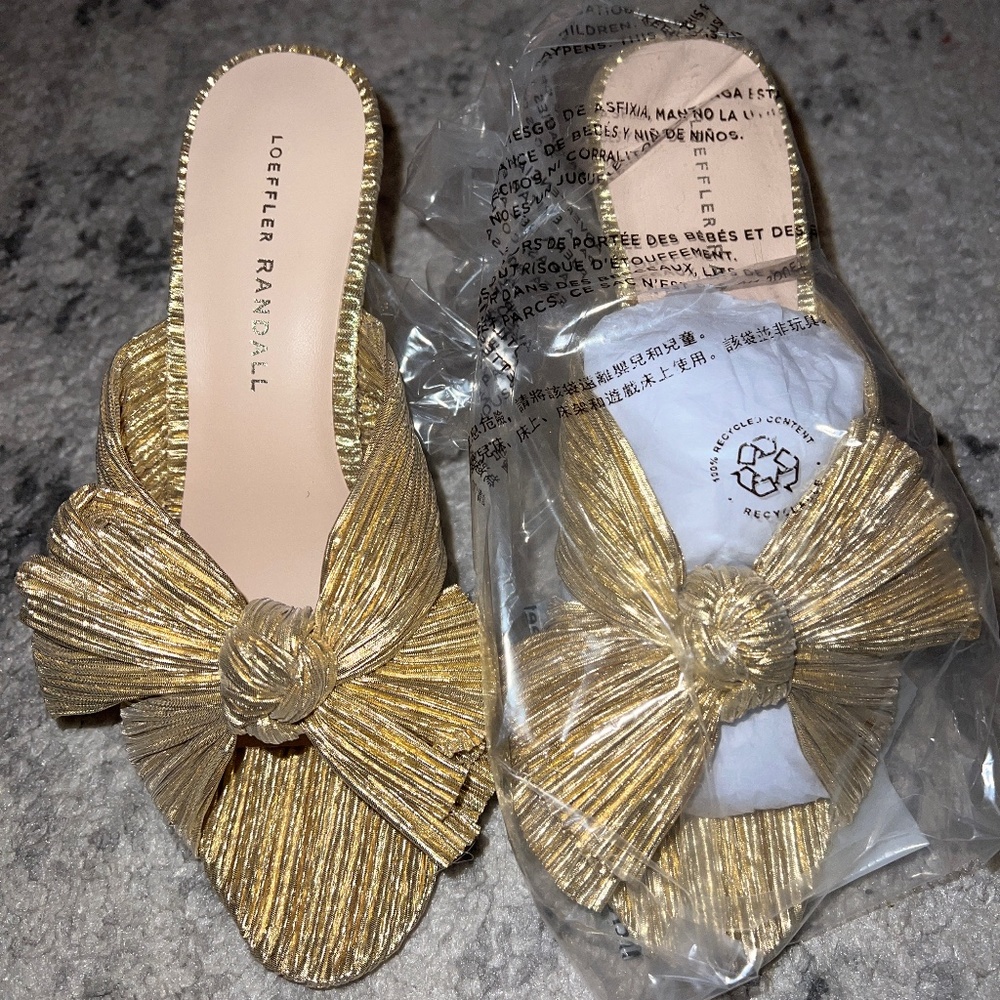 loeffler randall gold  Penny Sandal Size 6.5 never worn!